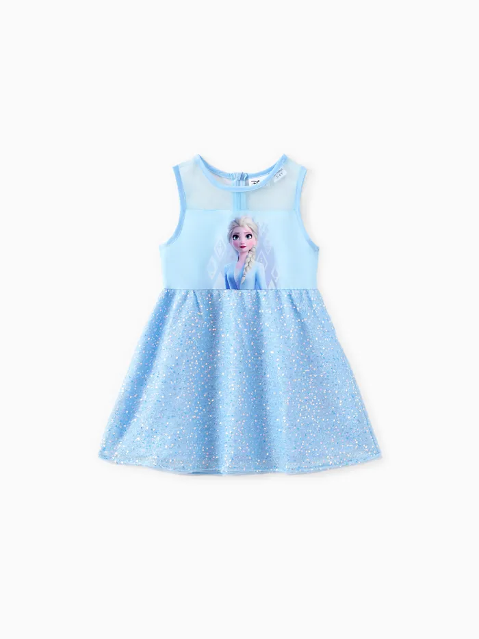 Disney Frozen Toddler Girls 1pc Character Print Sequins Sleeveless Dress