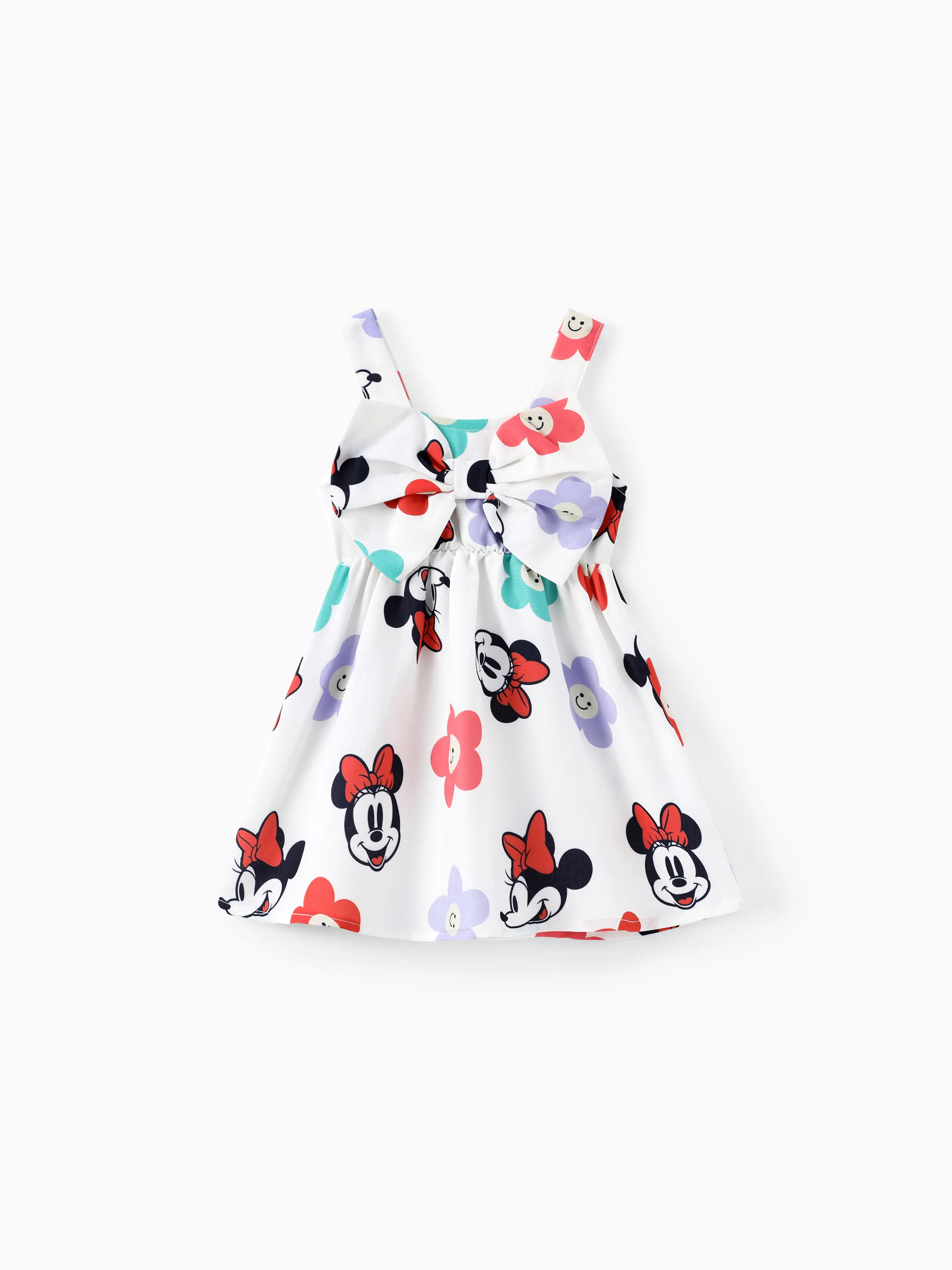 

Disney Mickey and Friends Baby Girls 1pc Floral Minnie Print Bowknot Sleeveless Dress