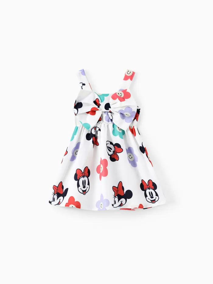 Disney Mickey and Friends Baby Mädchen 1 Stück Floral Minnie Print Bowknot ärmelloses Kleid