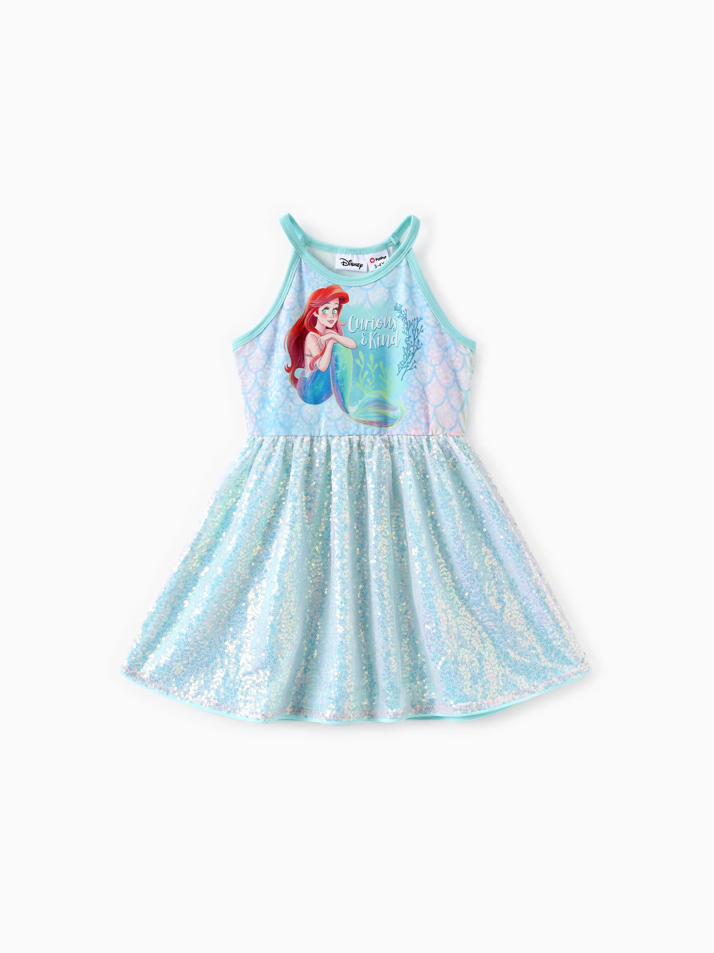 

Disney Princess Toddler Girls Ariel 1pc Naia™ Gradient Little Mermaid Print Sequin Sleeveless Dress