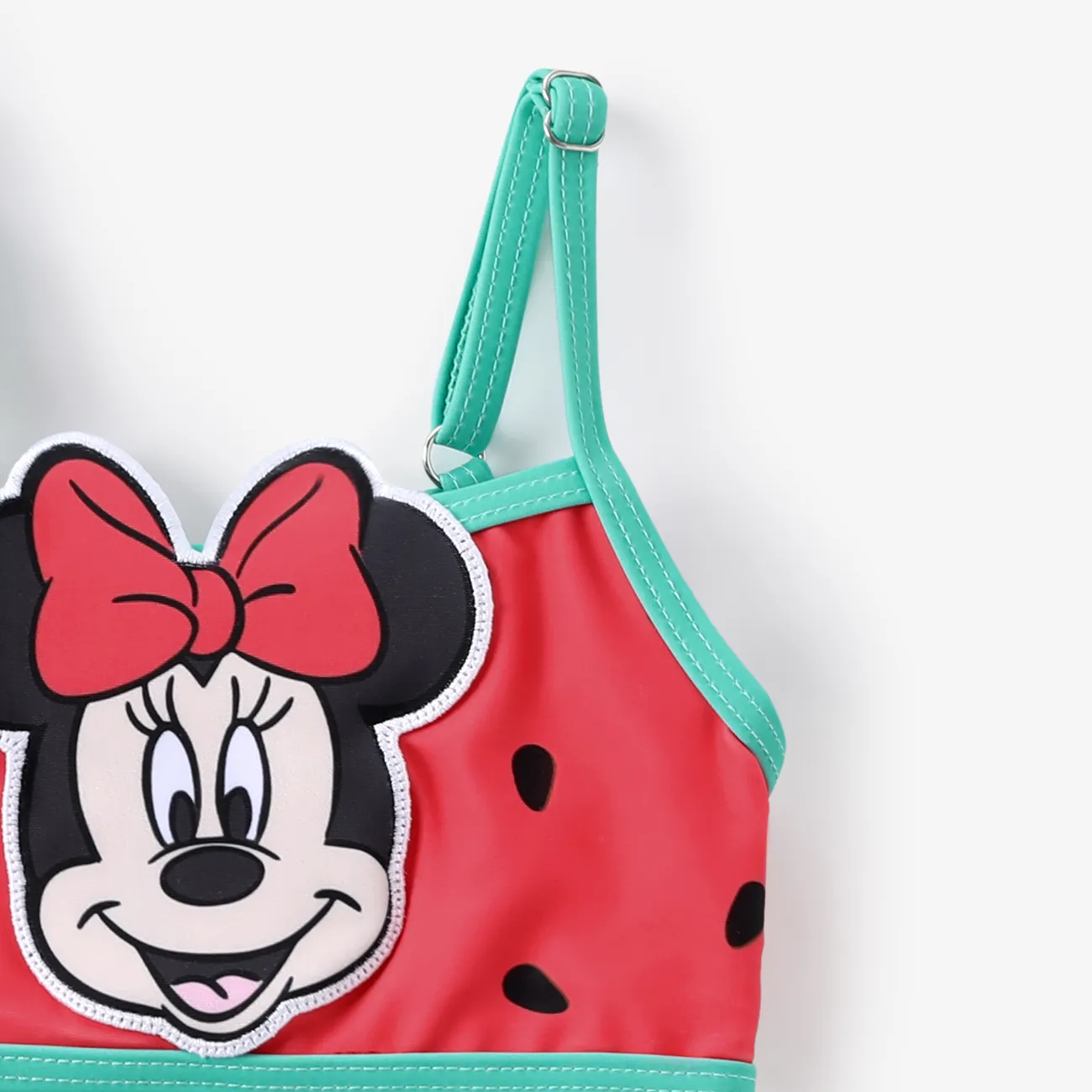 Disney Mickey and Friends Baby/Toddler Girls 2pcs Warermellon Polka Dots Embroidered Minnie Patch Swimsuit Watermelonred big image 1
