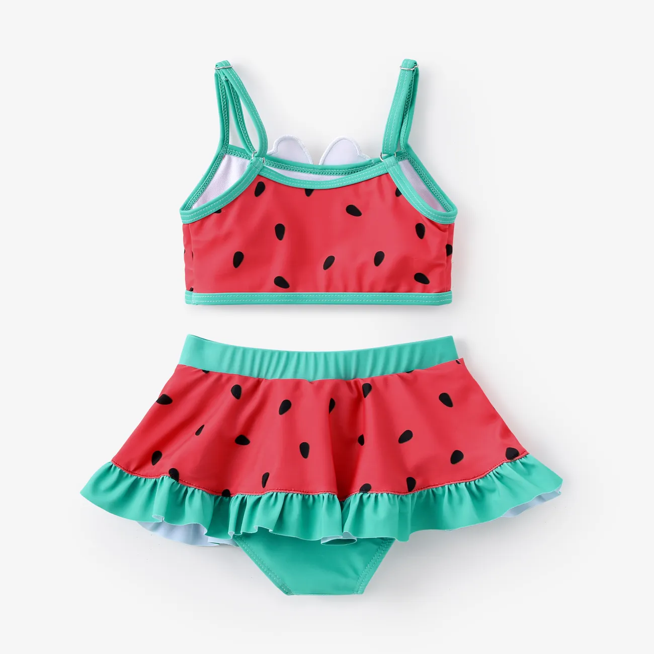 Disney Mickey and Friends Baby/Toddler Girls 2pcs Warermellon Polka Dots Embroidered Minnie Patch Swimsuit Watermelonred big image 1