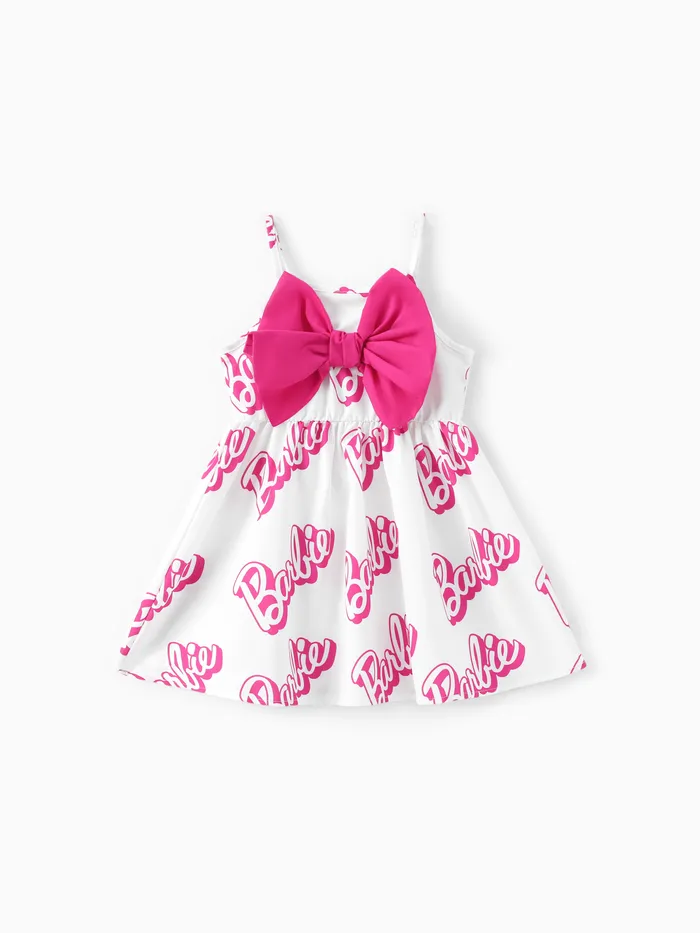 Barbie Niño Pequeño / Niño Niñas 1pc Vestido sin mangas con estampado de letras clásico Bowknot
