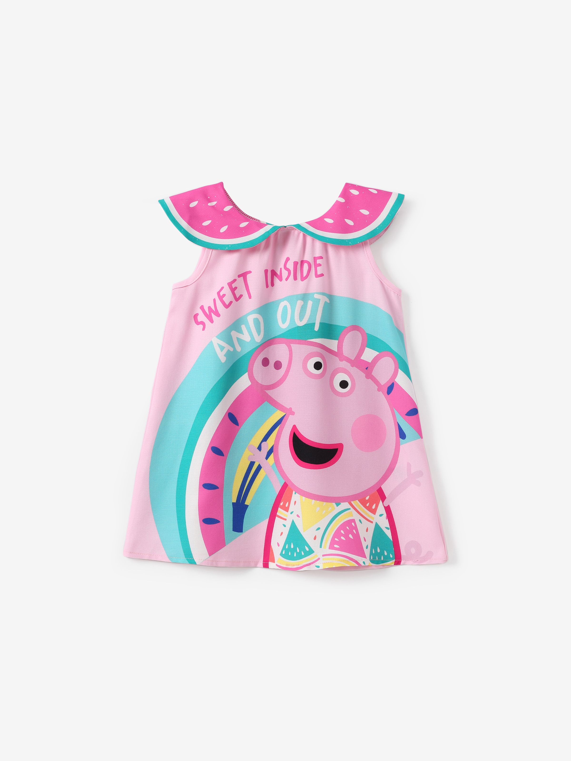 

Peppa Pig Toddler Girls 1pc Character Print with Lovely Watermelon Collar Sleeveless Dress