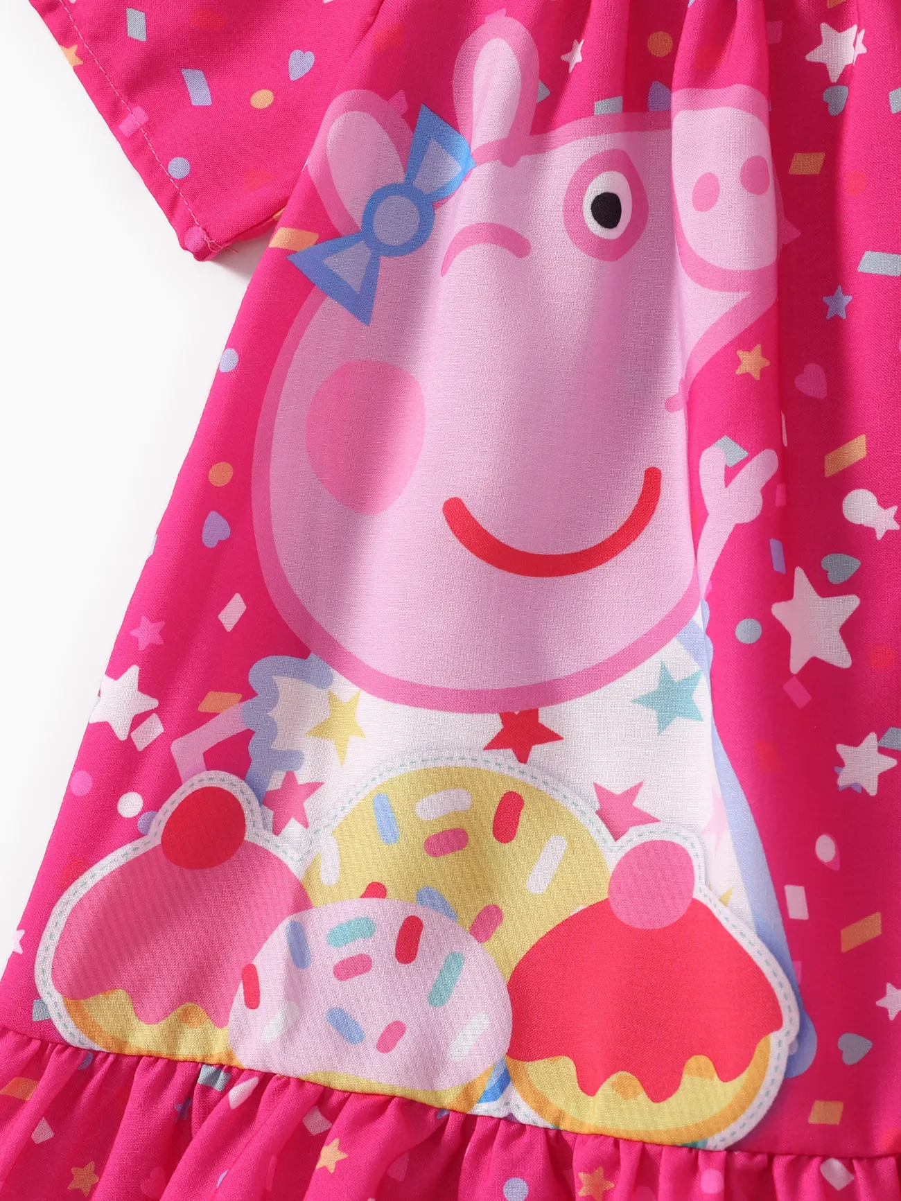 Peppa Pig Toddler Girls 2pcs Sweet Character Cake Print Square necklines Dress with a Lovely Hat Set Roseo big image 1