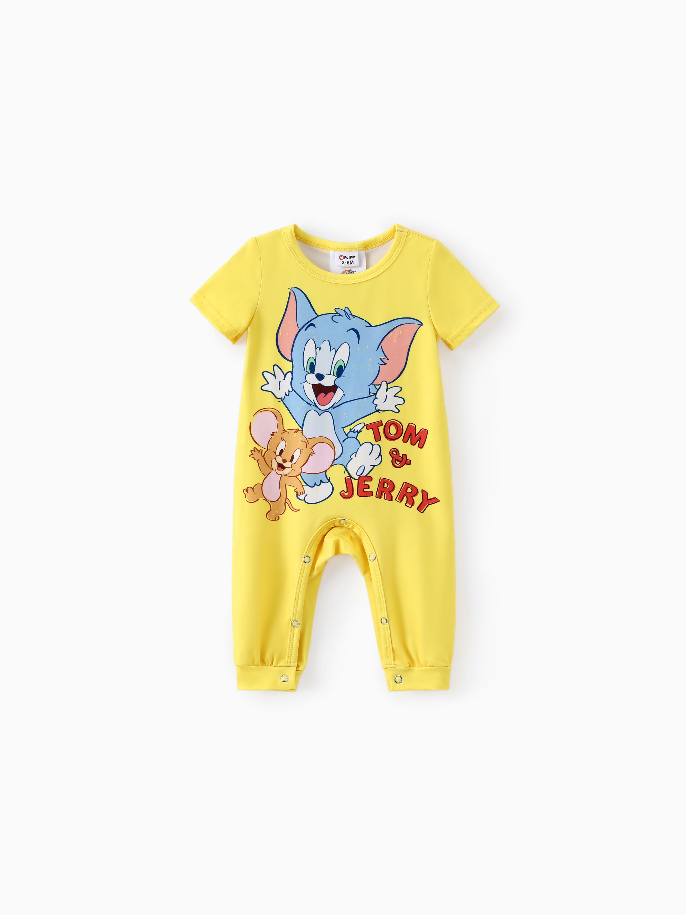 Tom and Jerry Baby Boys/Girls 1pc Character Print Long-Leg Romper