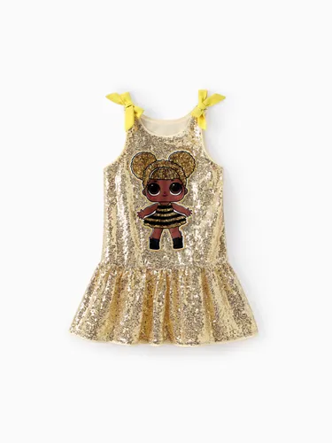 LOL SURPRISE! Toddler Girls 1pc Character Print Bowknot Sequin Sleeveless Dress