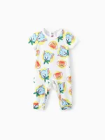 Tom and Jerry Baby Boys/Girls 1pc Character Print Long-Leg Romper White