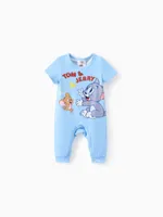 Tom and Jerry Baby Boys/Girls 1pc Character Print Long-Leg Romper Blue