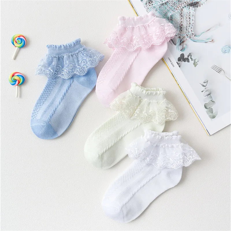 

4-Pack Toddler/kids Girl Sweet Style Lace Trim Mid-Calf Socks