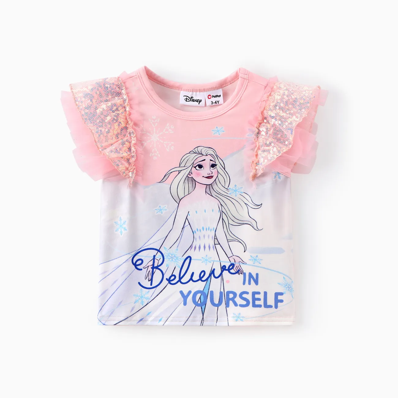 Disney Frozen 2 unidades Criança Menina Hipertátil/3D Avant-garde conjuntos de camisetas Rosa big image 1