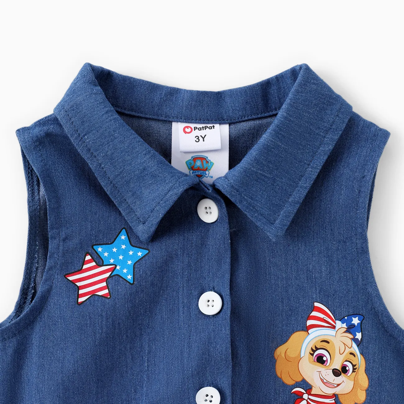 Patrulha Canina Dia Nacional Criança Menina Costuras de tecido Infantil Cão Vestidos Azul big image 1