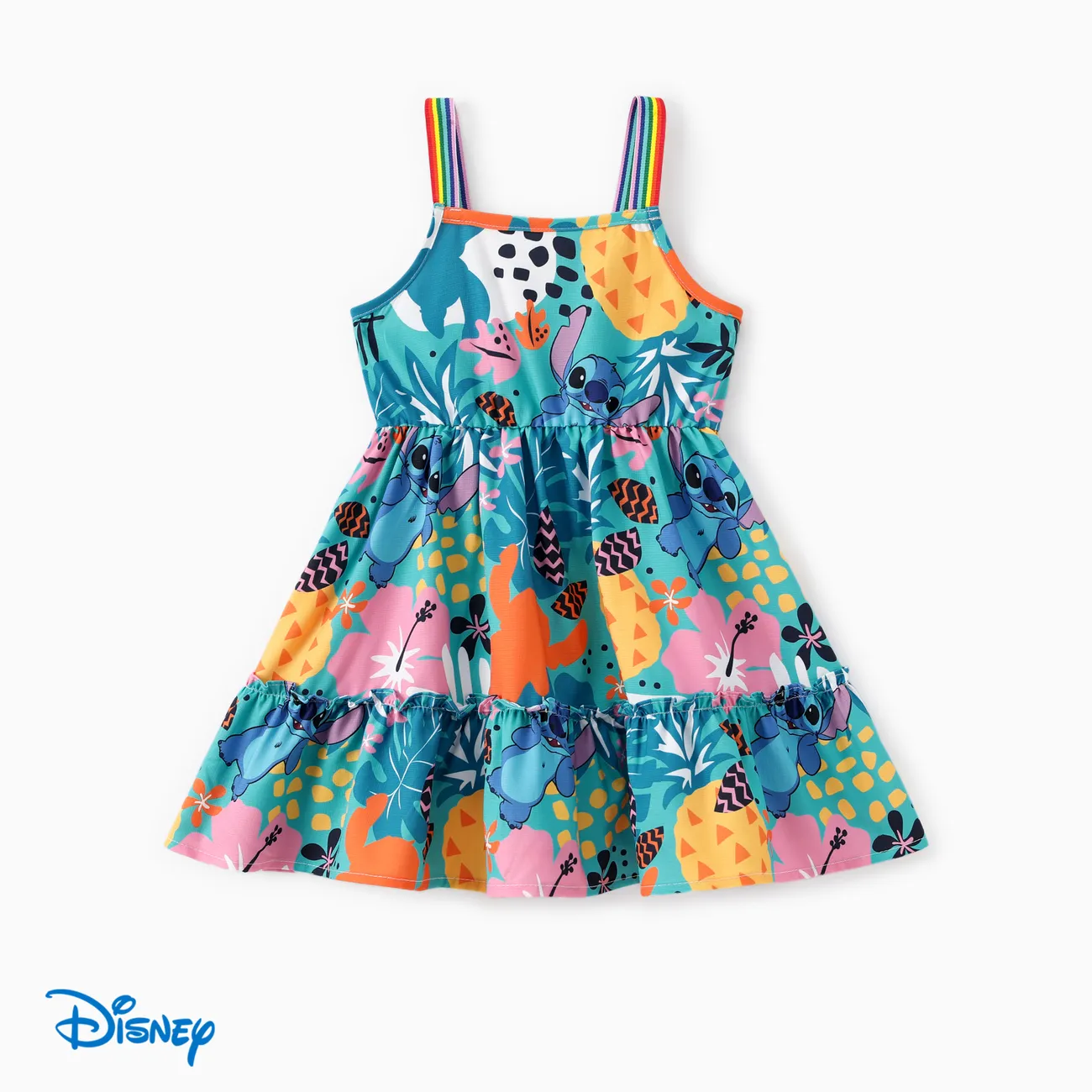 迪士尼針跡 小童 女 織帶 童趣 熱帶植物花卉 連衣裙 綠色 big image 1
