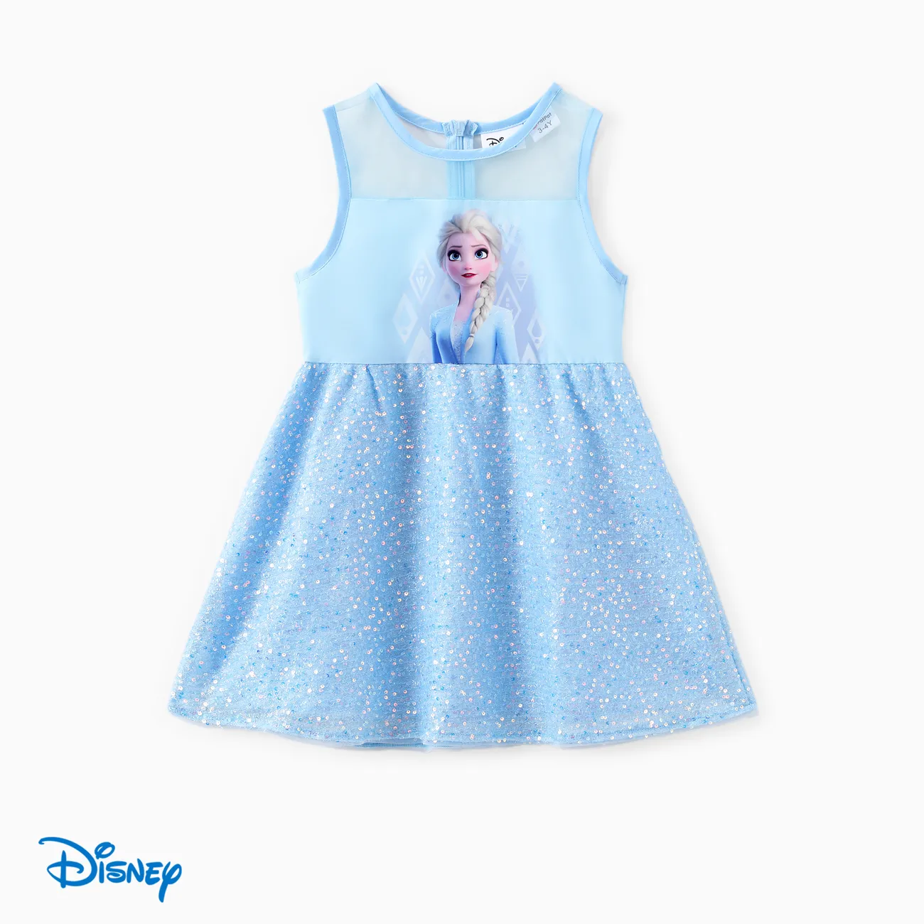 Disney Frozen Niño pequeño Chica Costura de tela Dulce Vestidos Azul big image 1
