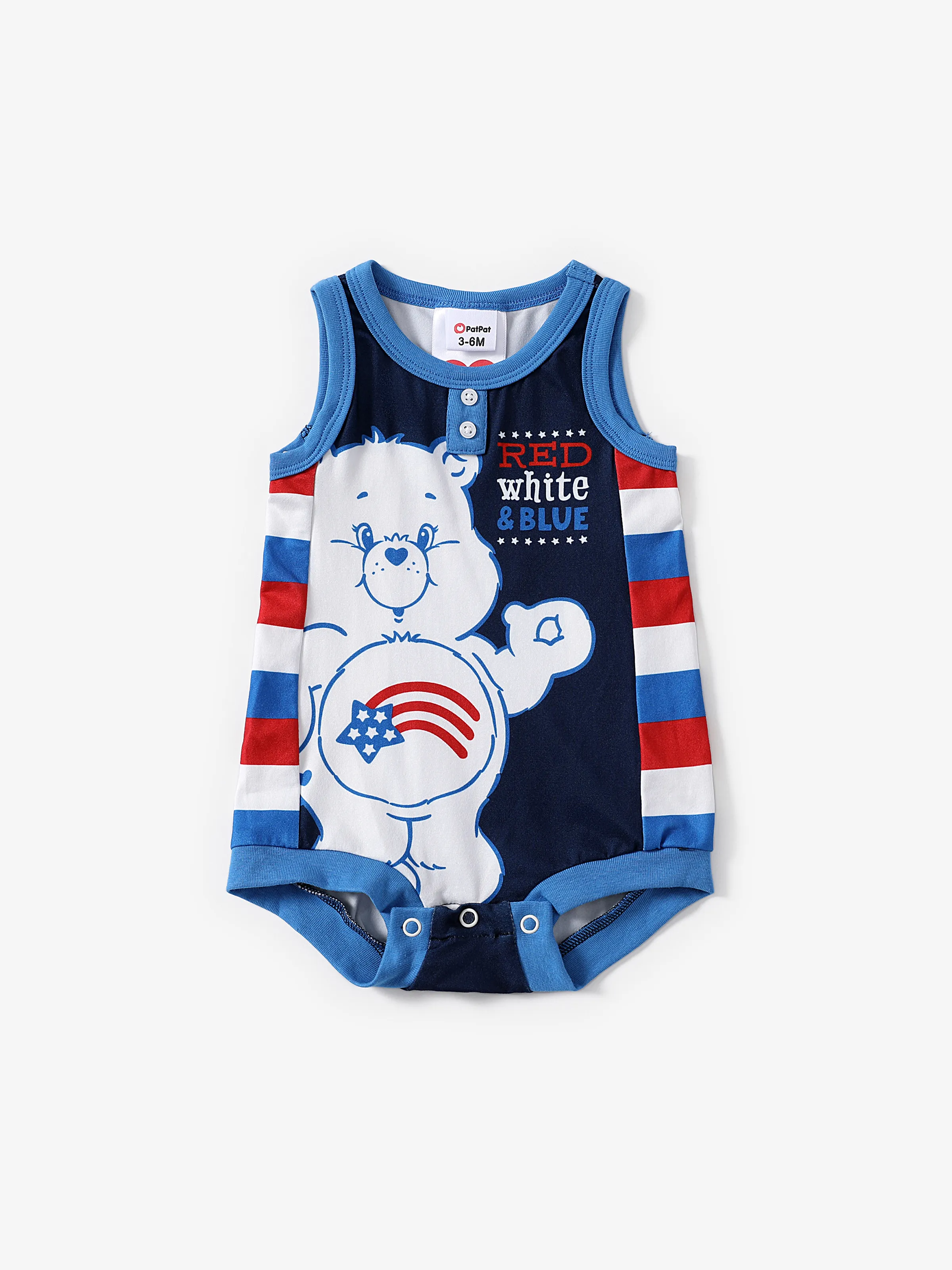 

Care Bears Baby Boys/Girls Independence Day 1pc Character Striped Print Sleeveless Onesie