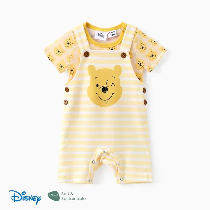 Disney Winnie Puuh Baby Jungen/Mädchen 2 Stück Naia™ Charakter Allover-Print T-Shirt mit gestreiftem Gesamtset