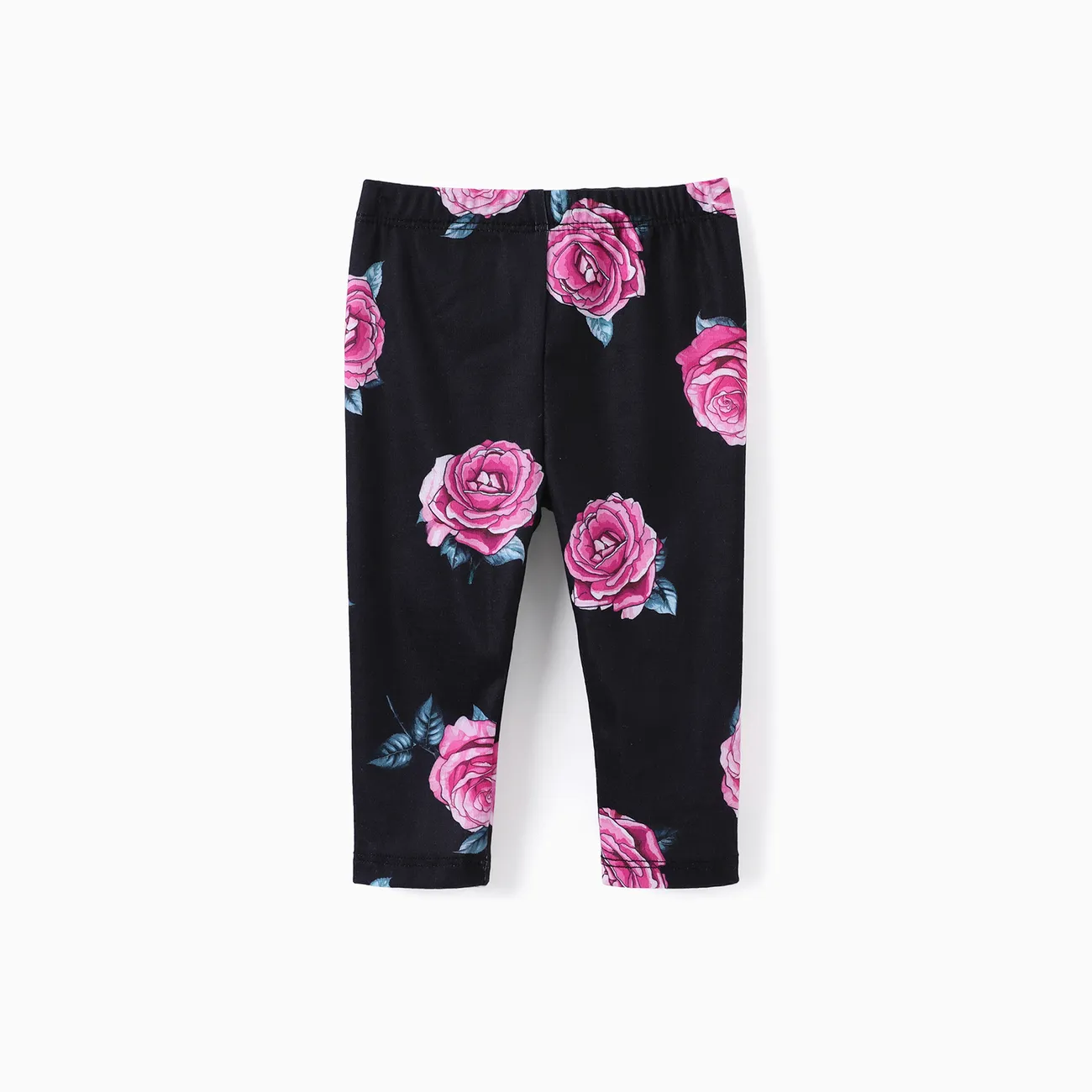 Baby/Toddler Girl 2pcs Sweet Bowknot Flutter-sleeve Top and Floral Print Leggings Set Pink big image 1