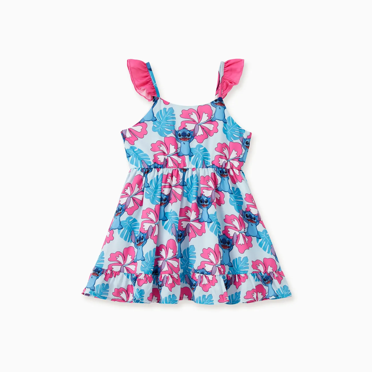 Disney Stitch Family Matching Naia™ Stitch and Hawaii Style Floral Print Sleeveless Dress/Onesie／Shirt Multi-color big image 1
