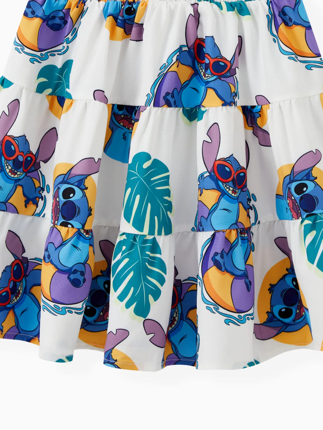 Disney Stitch Family Matching Naia™ Swimming Stitch Tropical Plant Print Sleeveless Dress/Tee/Onesie greenwhite big image 1
