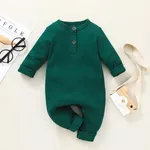 Baby Unisex Basics Langärmelig Baby-Overalls dunkelgrün