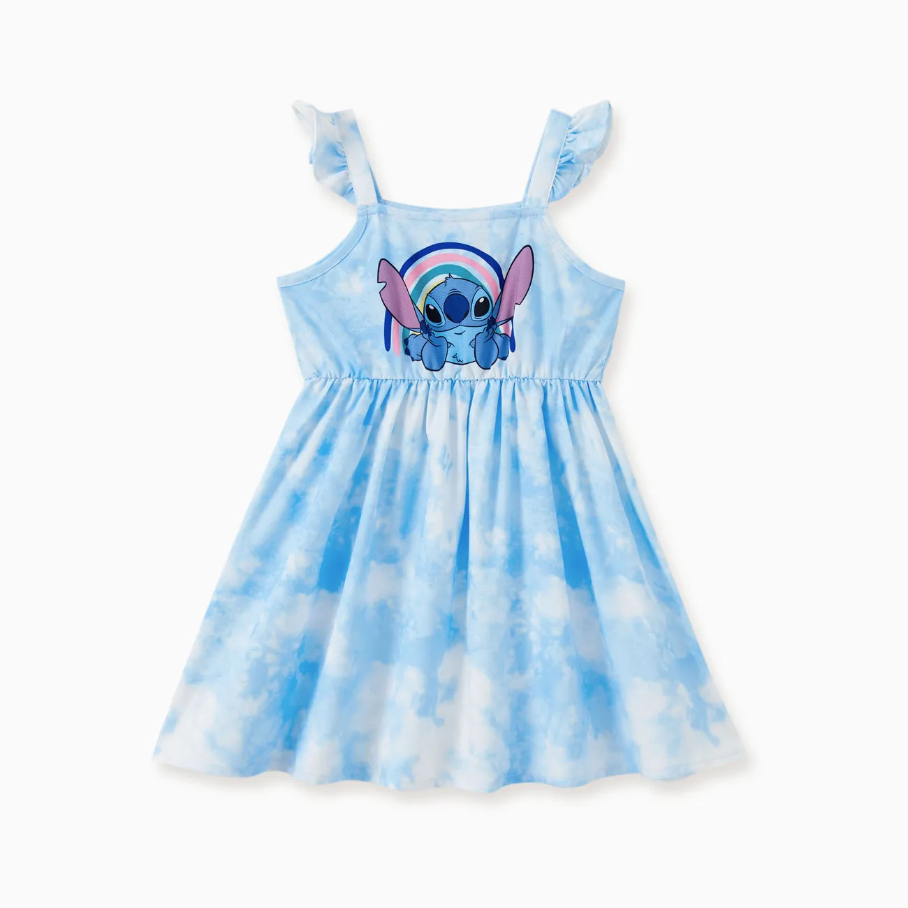 Disney Stitch Family Matching Naia™ Floral Character Print Sky Blue Tie-Dye Sleeveless Dress/Romper/Tee Blue big image 1