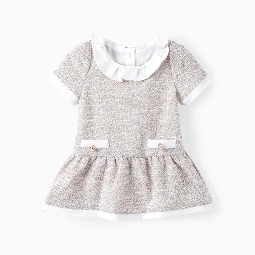 Baby Mädchen Elegantes Puppenhalsband Strukturiertes Kleid
