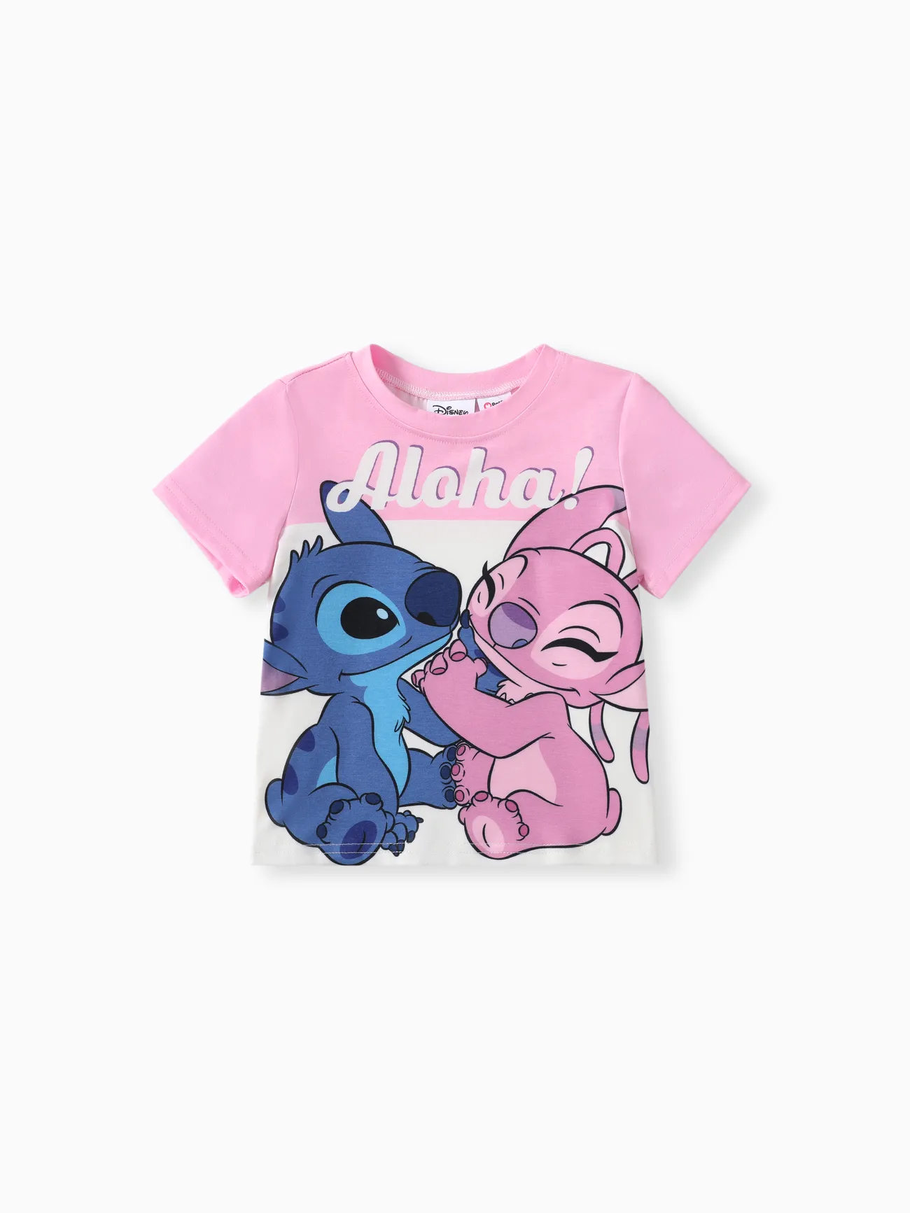 Disney Stitch Toddler Boys/Girls 1pc Naia™ Theme Slogan Character Print T-shirt Pink big image 1