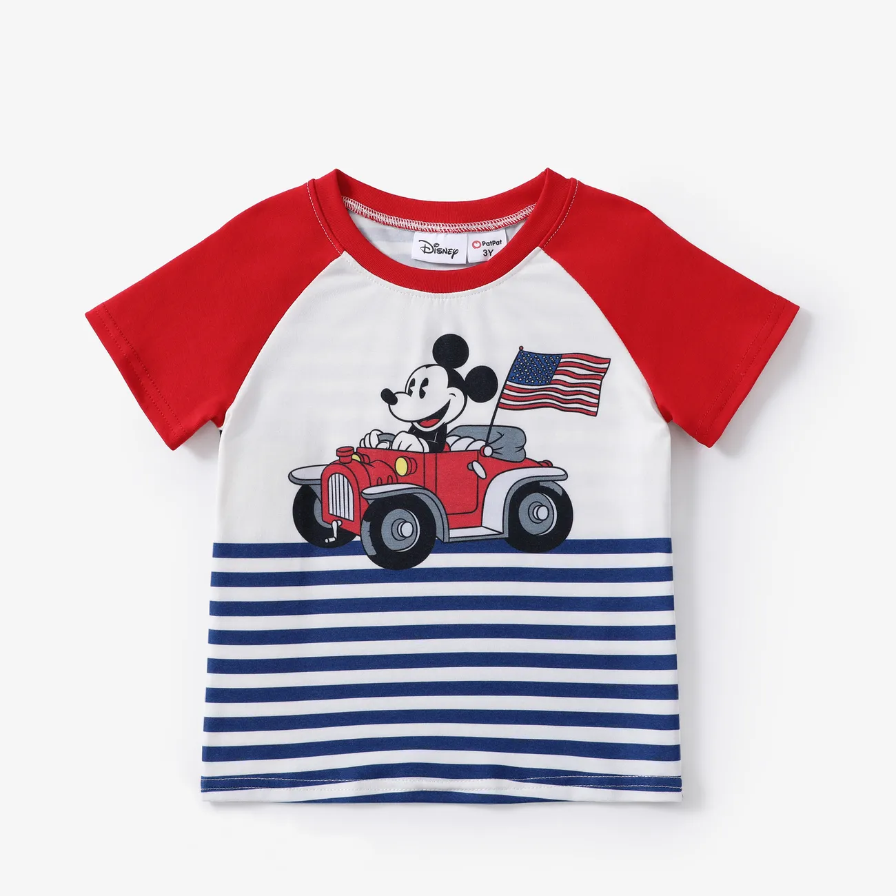 Disney Mickey and Friends Fête Nationale Enfant en bas âge Garçon Couture de tissus Enfantin Manches courtes T-Shirt rouge blanc big image 1