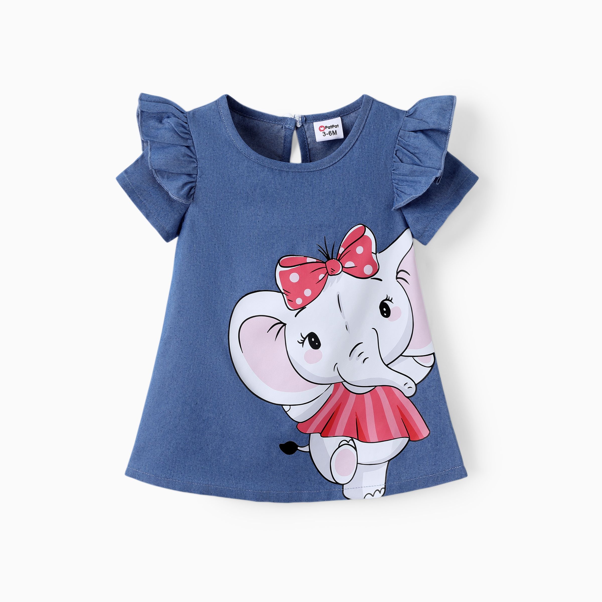 

Baby Girl Cute Cat Print Ruffled Short-sleeve Dress