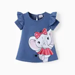 Baby Girl Cute Cat Print Ruffled Short-sleeve Dress  pink-