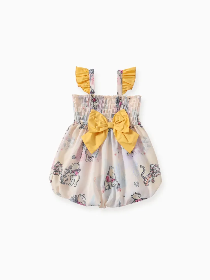 Disney Winnie the Pooh Toddler Girls 1pc Character Print Waist-Bowknot Flutter-sleeve Dress