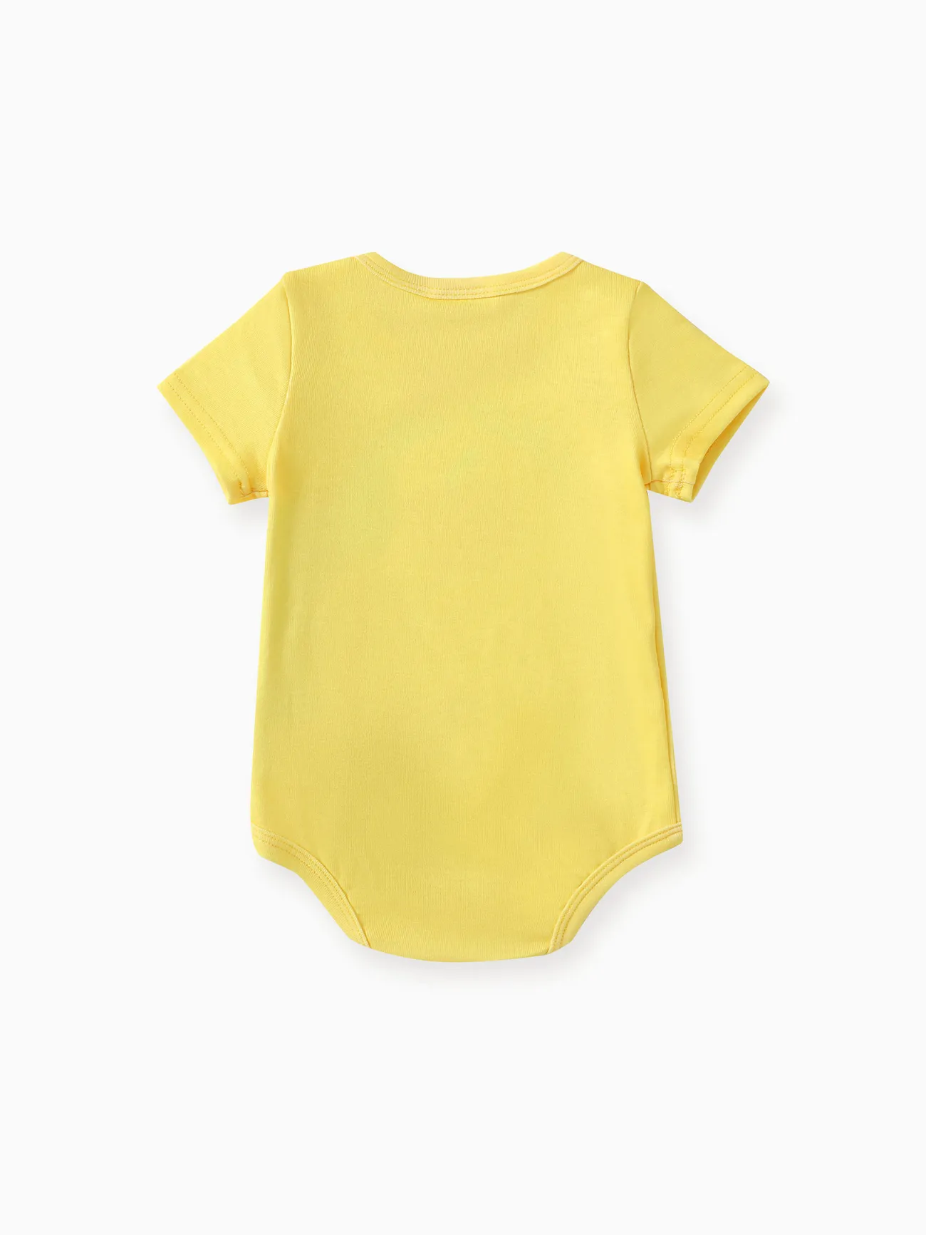 Disney Winnie the Pooh Baby Boys/Girls 1pc Naia™ Fun Character Fruit/Striped Print Short-sleeve Romper Yellow big image 1
