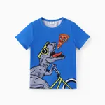 Kid Boy Animal Dinosaur Print Short-sleeve Tee Blue