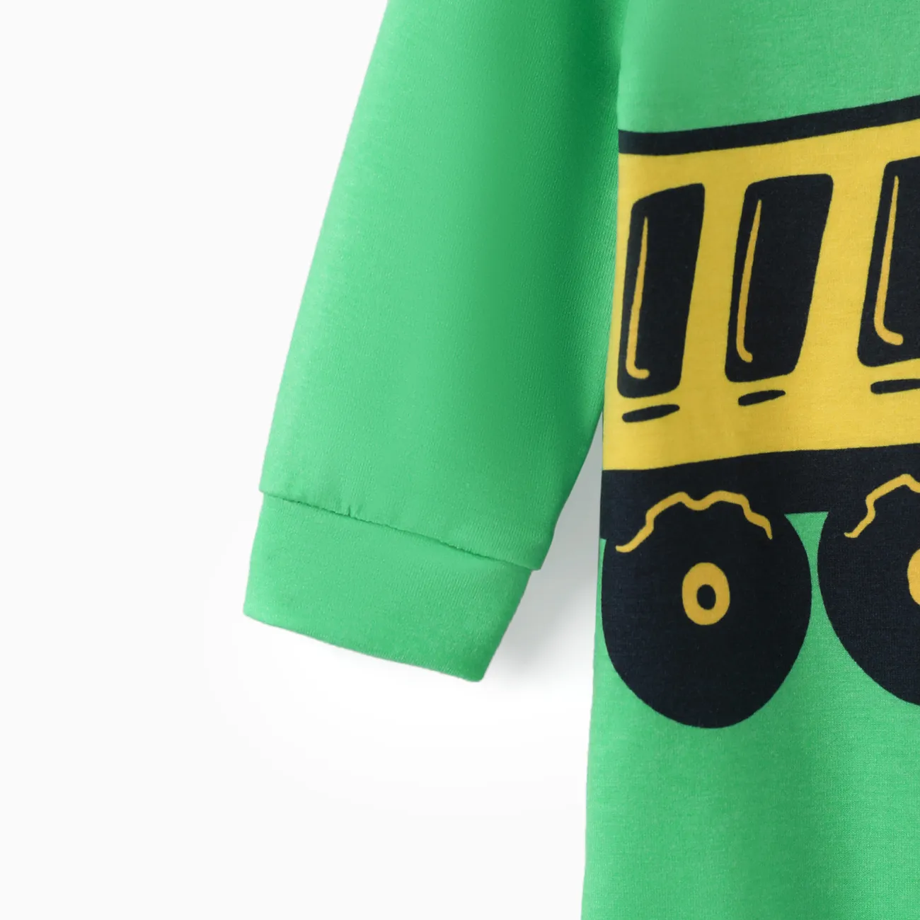 Naia™ Baby Boy Allover Construction Vehicle Print Long-sleeve Jumpsuit Green big image 1