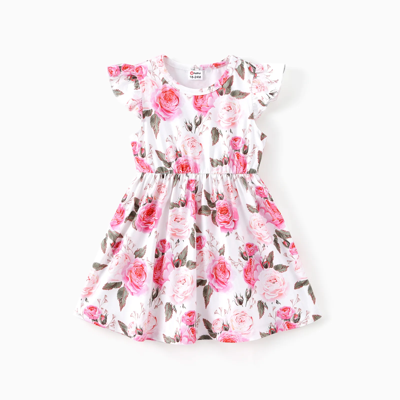 

Toddler Girl Floral Leaf Print Flutter-sleeve Dress