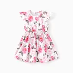 Toddler Girl Sweet Flutter-sleeve Floral Dress Light Pink