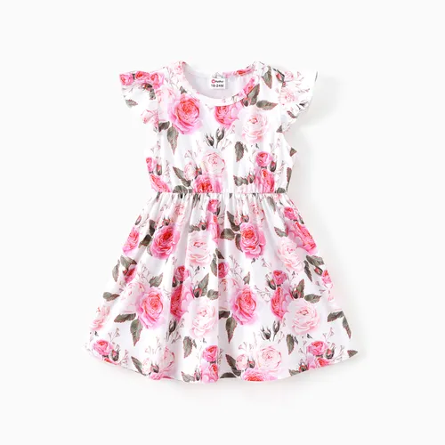 Toddler Girl Sweet Flutter-sleeve Floral Dress