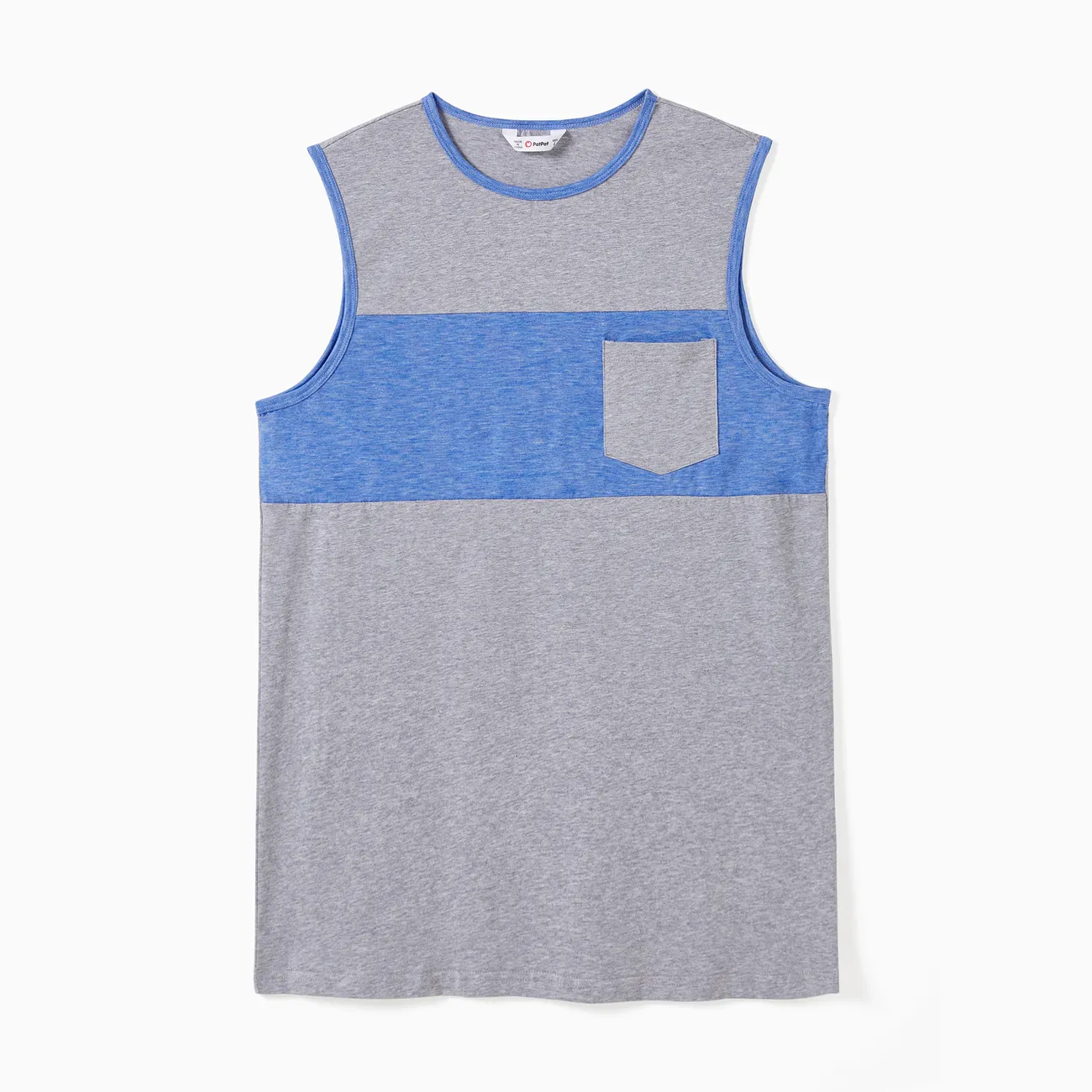 Family Matching Sets Color Block Cotton Tank Top or Solid color Ruched Bust Cinched Waist Dress Blue big image 1