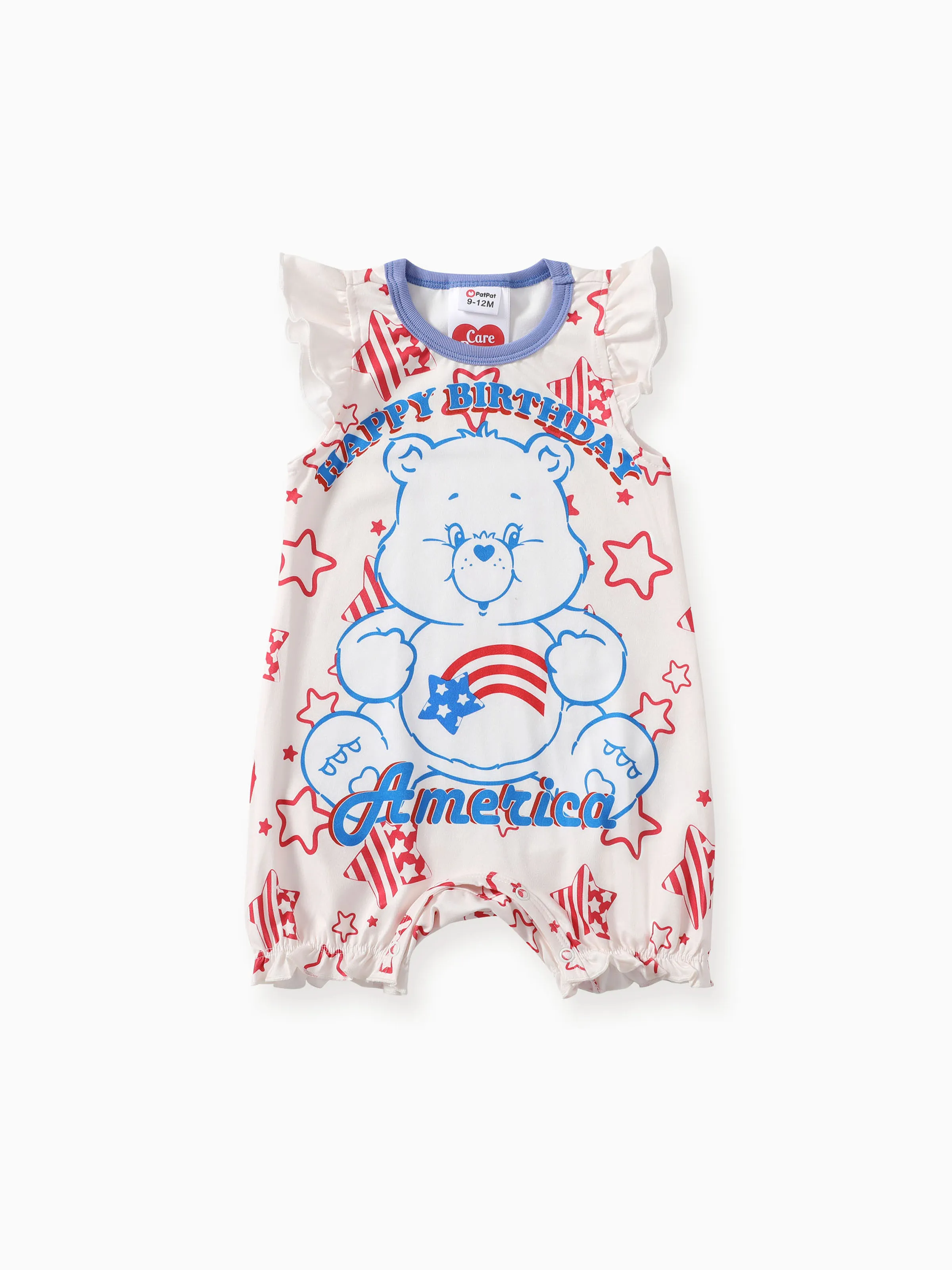 

Care Bears Baby Girls Independence Day 1pc Character Star Print Flutter Sleeve Onesie
