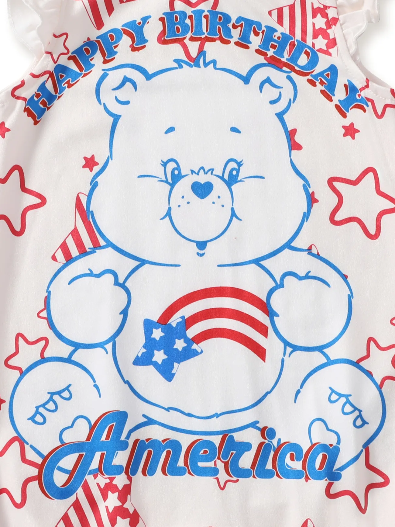 Care Bears Baby Girls Independence Day 1pc Character Star Print Flutter Sleeve Onesie White big image 1