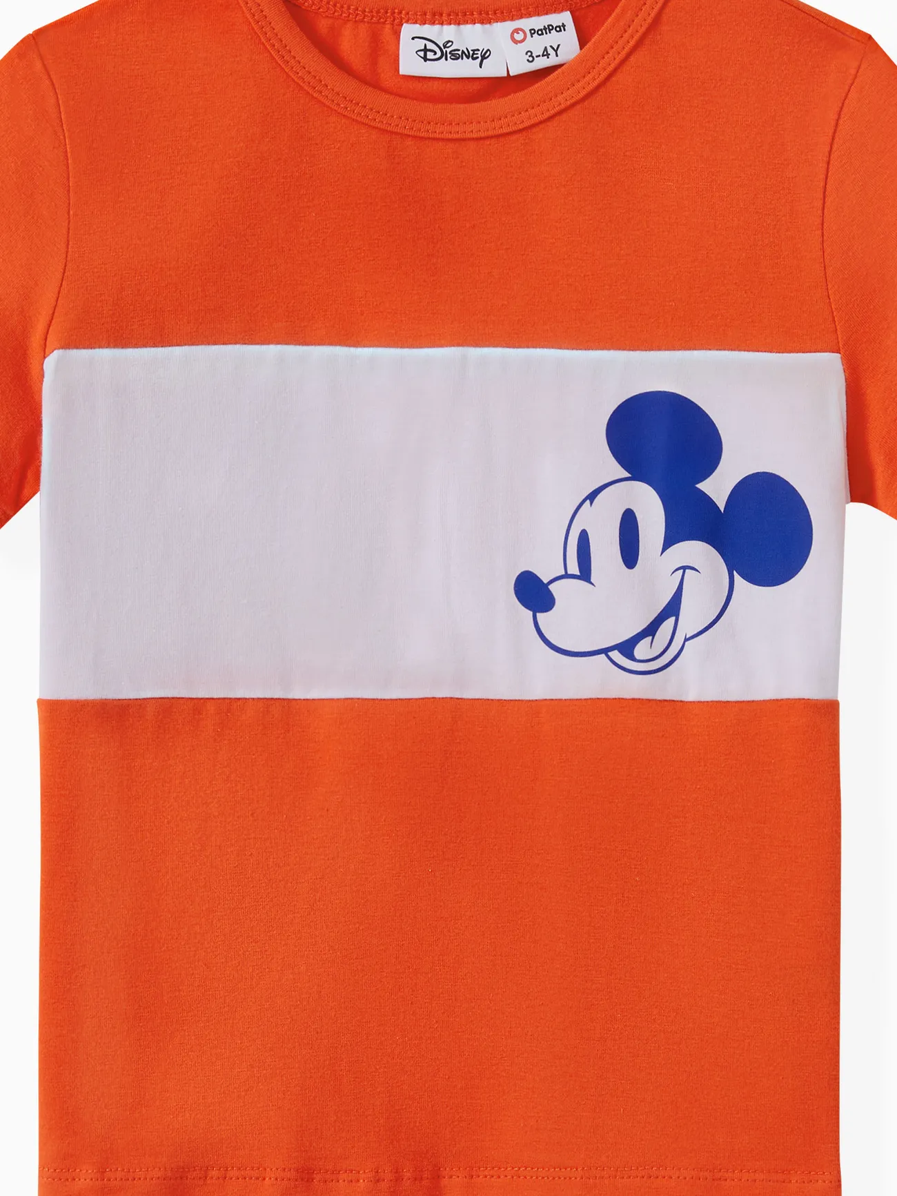 Disney Mickey and Friends Family Matching Floral Peach Mickey Print Cotton Tee/Sleeveless Ruffle Dress/Onesie Orange red big image 1