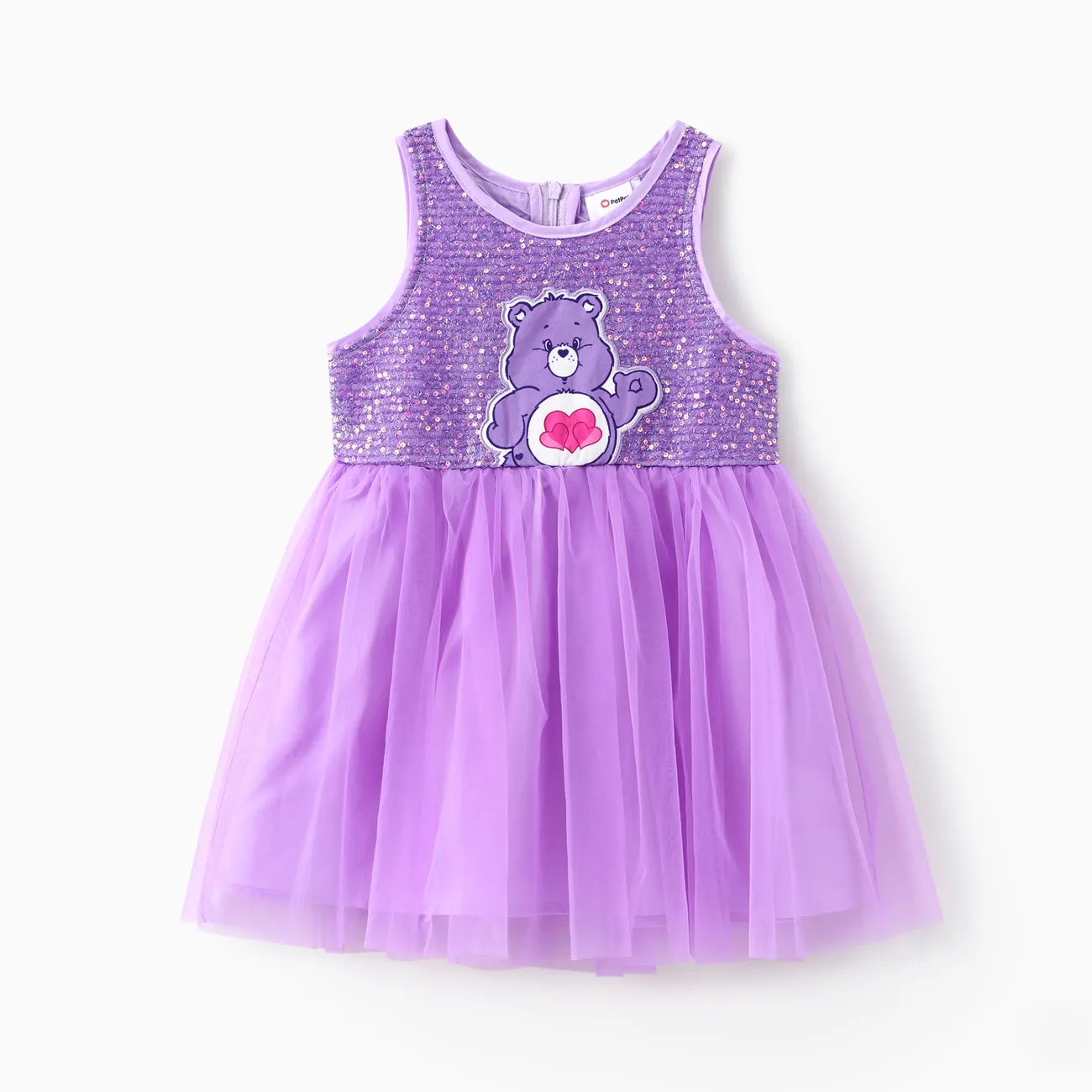 Care Bears Toddler/Kids Girls 1pc Character Print Sequin Mesh Sleeveless Dress Purple big image 1