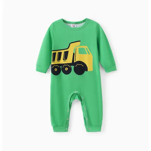 Naia™ Baby Boy Allover Construction Vehicle Print Long-sleeve Jumpsuit