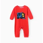 Naia™ Baby Boy Allover Construction Vehicle Print Long-sleeve Jumpsuit Red