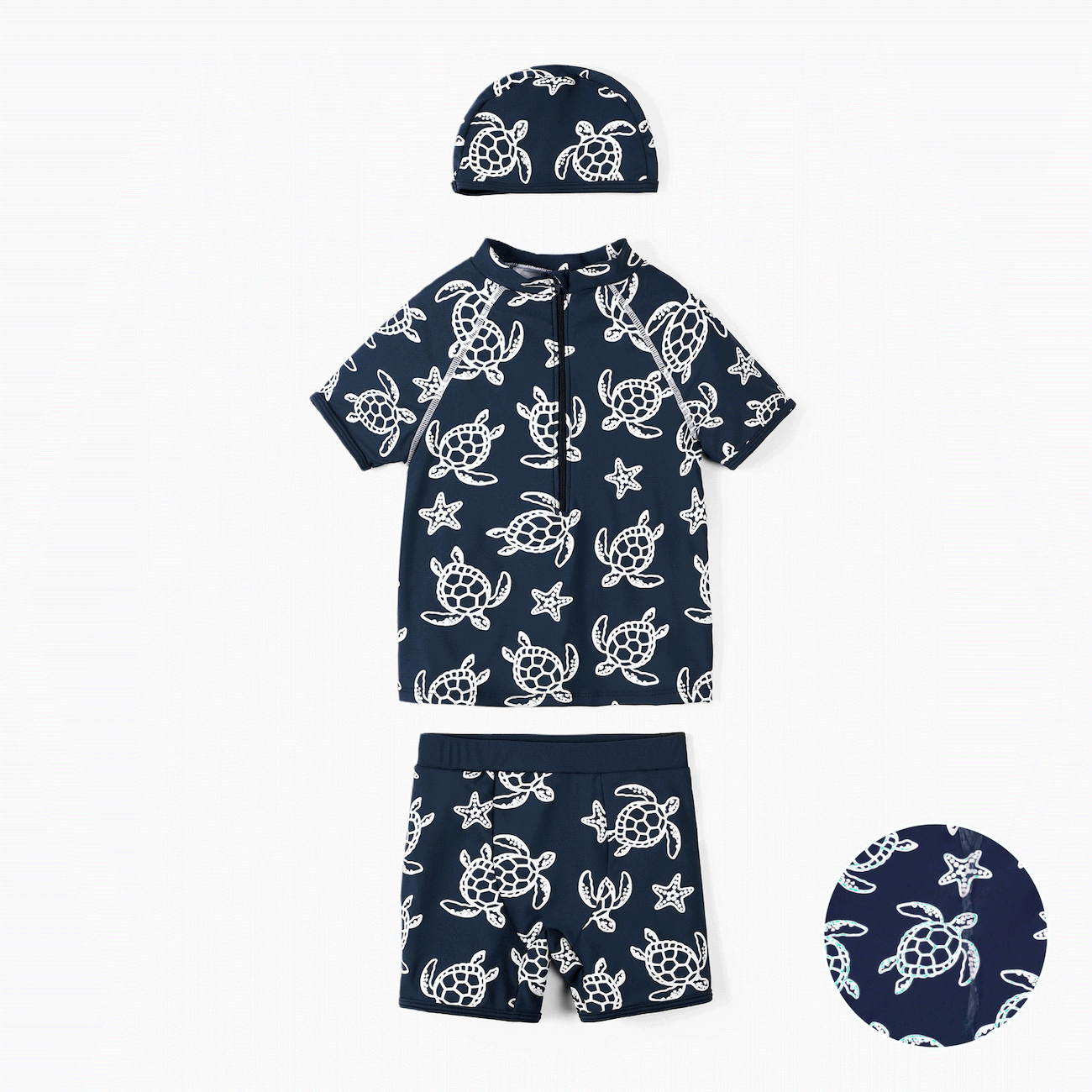 Toddler Boy/Girl 2pcs Water-reactive Marine Animal Print Swimsuits Set DeepBlue big image 1