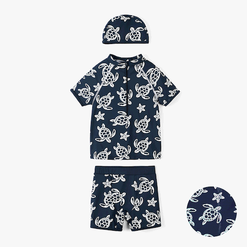 Toddler Boy/Girl 2pcs Water-reactive Marine Animal Print Swimsuits Set