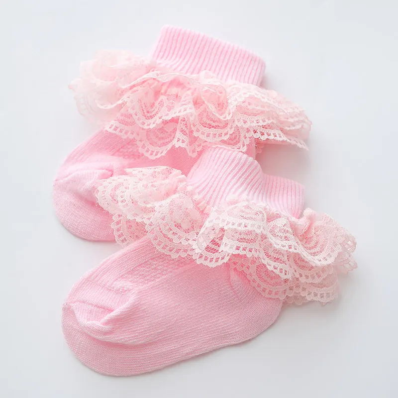 

Baby Girl Sweet Style Lace Trim Cotton Short Socks