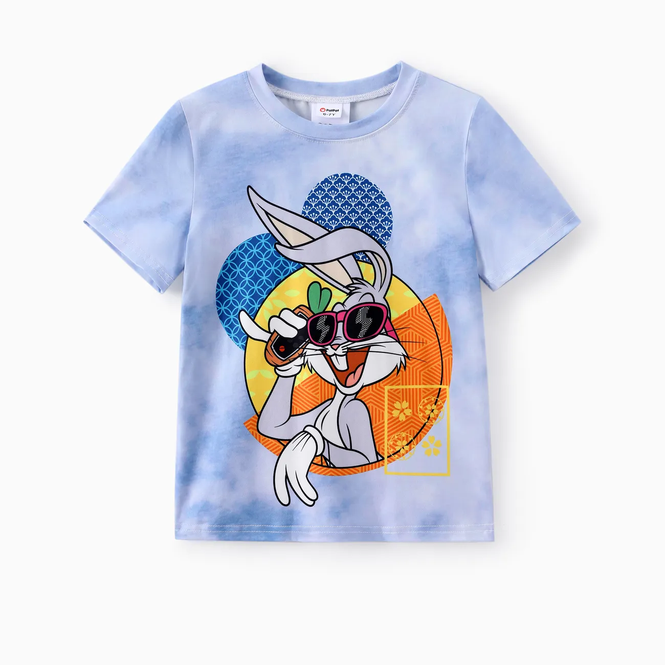 Looney Tunes Kid Boys/Girls Bug Bunny 1pc Tie-dye Funny Character Print Tee Blue big image 1