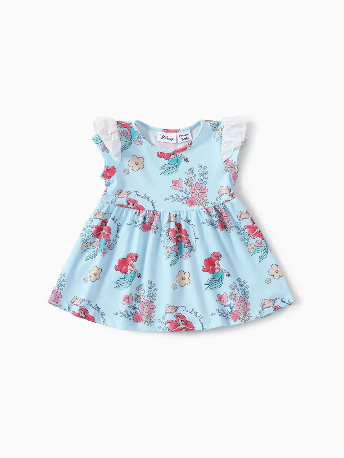 Disney Princess Baby/Toddler Girls Ariel/Belle/Snow White 1pc Naia™ Character All-over Print Lace Ruffled-sleeve Dress Blue big image 1