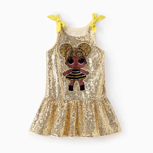LOL SURPRISE! Toddler Girls 1pc Character Print Bowknot Sequin Sleeveless Dress